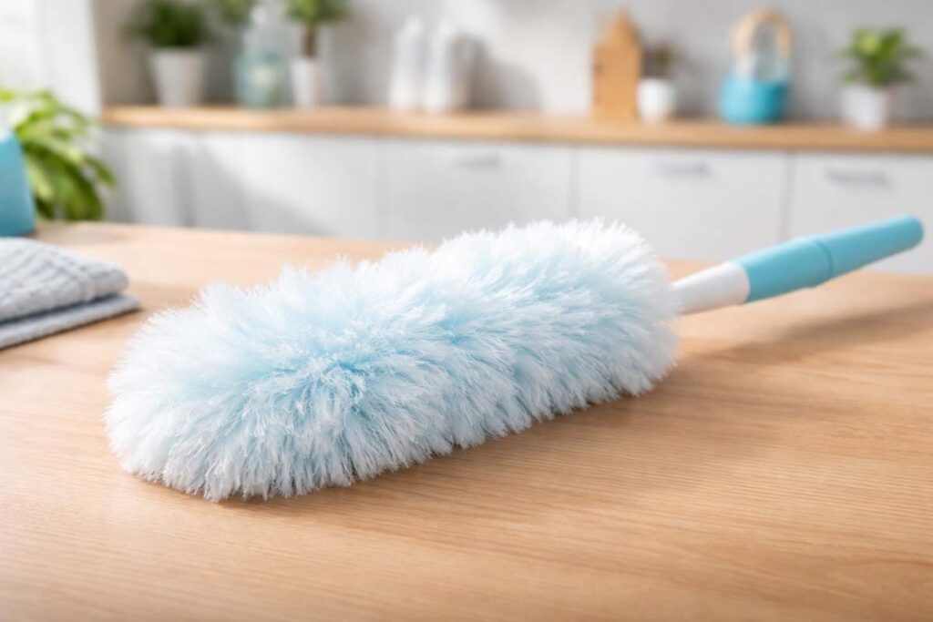 Piumino per le pulizie domestiche – simbolo di pulizia e manutenzione quotidiana