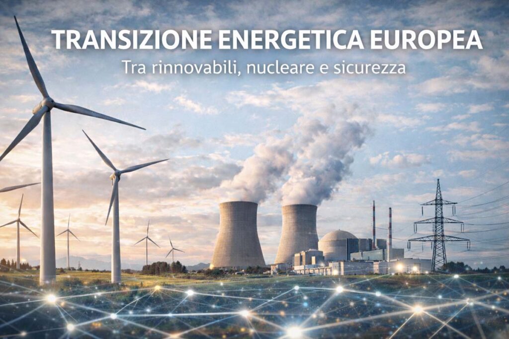 Impianti eolici e centrale nucleare nel contesto della transizione energetica europea