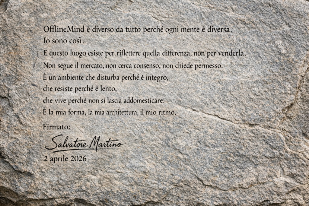 OfflineMind dispositivo editoriale deterministico e architettura del pensiero lineare
