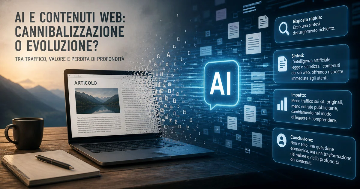 AI contenuti web e impatto su traffico e valore editoriale