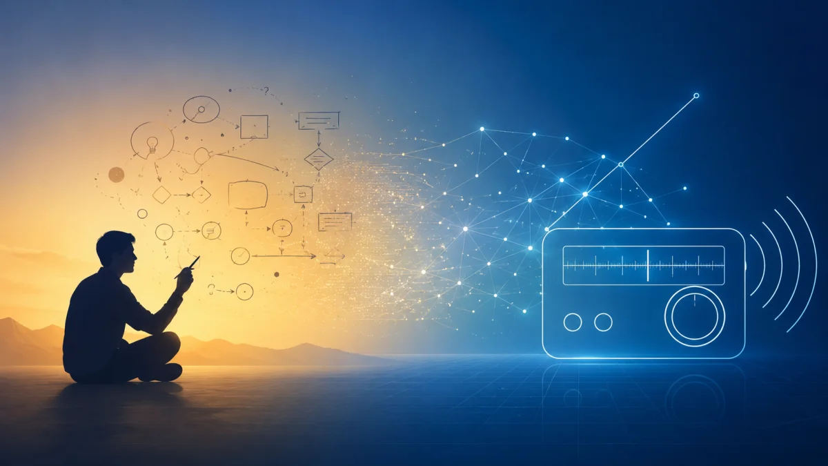 Persona che dialoga con un'intelligenza artificiale prima di iniziare a programmare un nuovo progetto software.