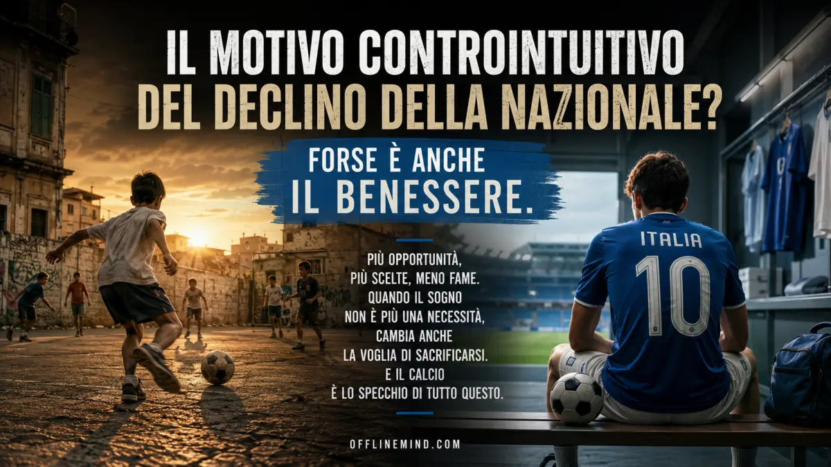 Il contrasto tra il calcio di strada e il calcio moderno racconta come il benessere possa aver cambiato la motivazione dei giovani talenti della Nazionale italiana.