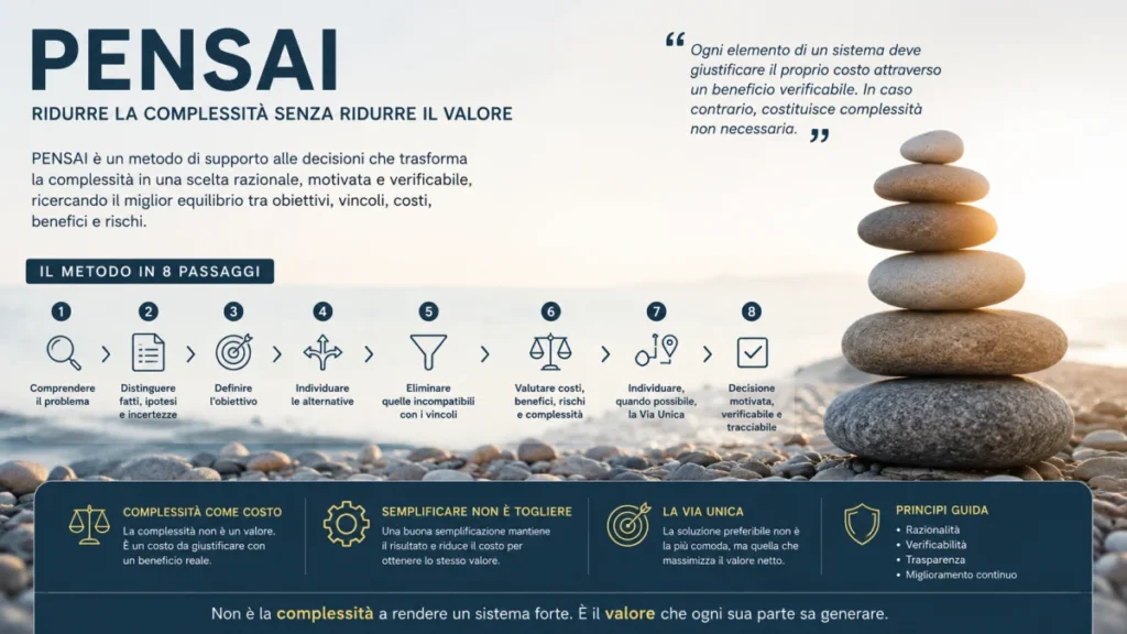 PENSAI, metodo di supporto alle decisioni che riduce la complessità senza ridurre il valore.
