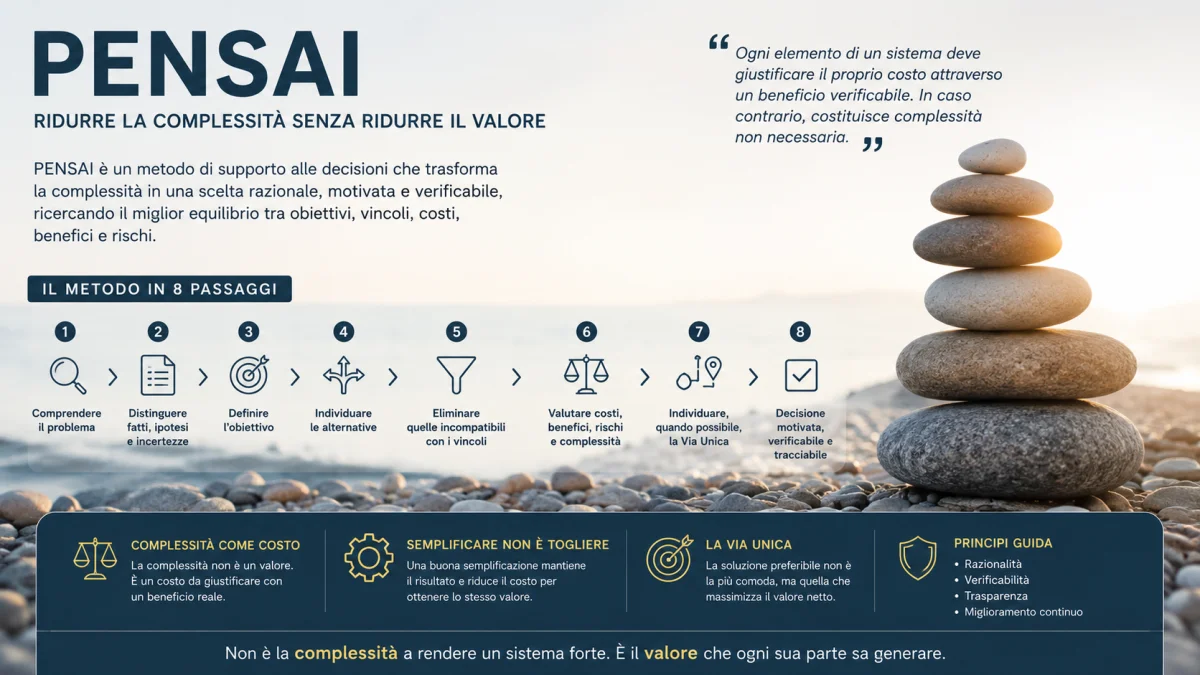 PENSAI, metodo di supporto alle decisioni che riduce la complessità senza ridurre il valore.