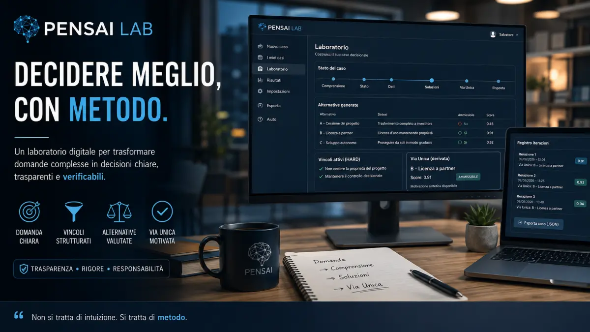 PENSAI LAB, laboratorio web per trasformare idee e decisioni in un sistema verificabile