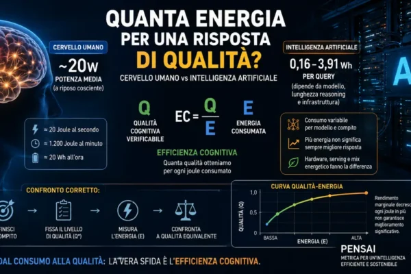 Confronto tra consumo energetico del cervello umano e dell’intelligenza artificiale e