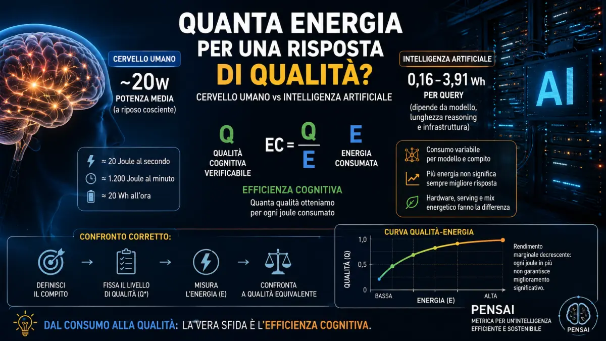 Confronto tra consumo energetico del cervello umano e dell’intelligenza artificiale e