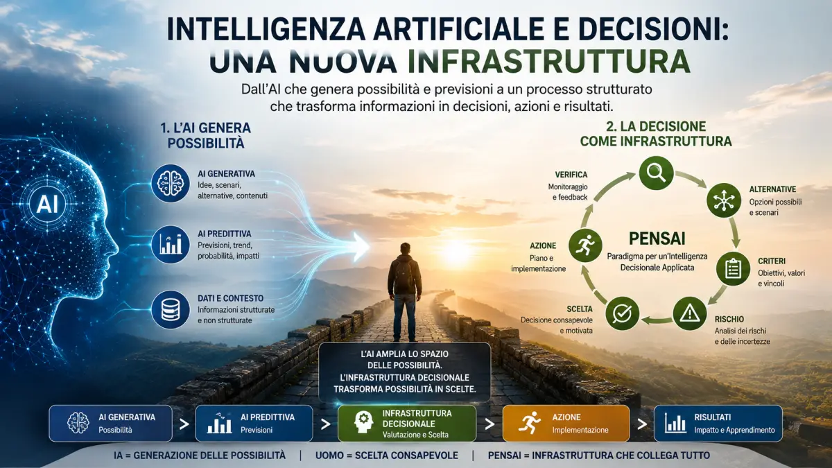 Intelligenza artificiale e decisioni: AI generativa, AI predittiva e infrastruttura decisionale