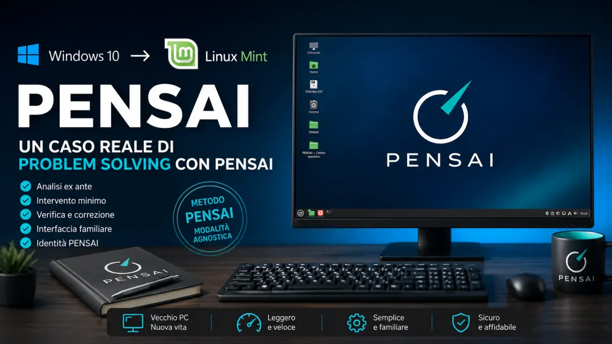 Passaggio da Windows 10 a Linux Mint con desktop PENSAI