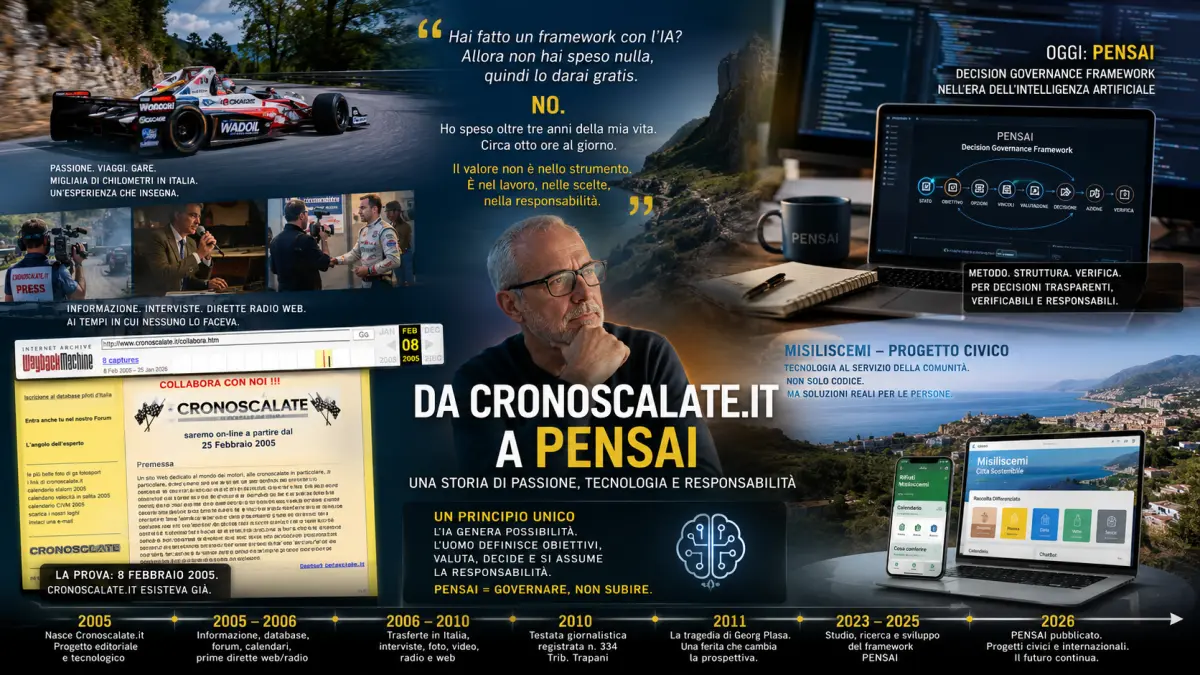 Da Cronoscalate.it a PENSAI: il percorso di Salvatore Martino tra motorsport, tecnologia e governance dell’intelligenza artificiale.