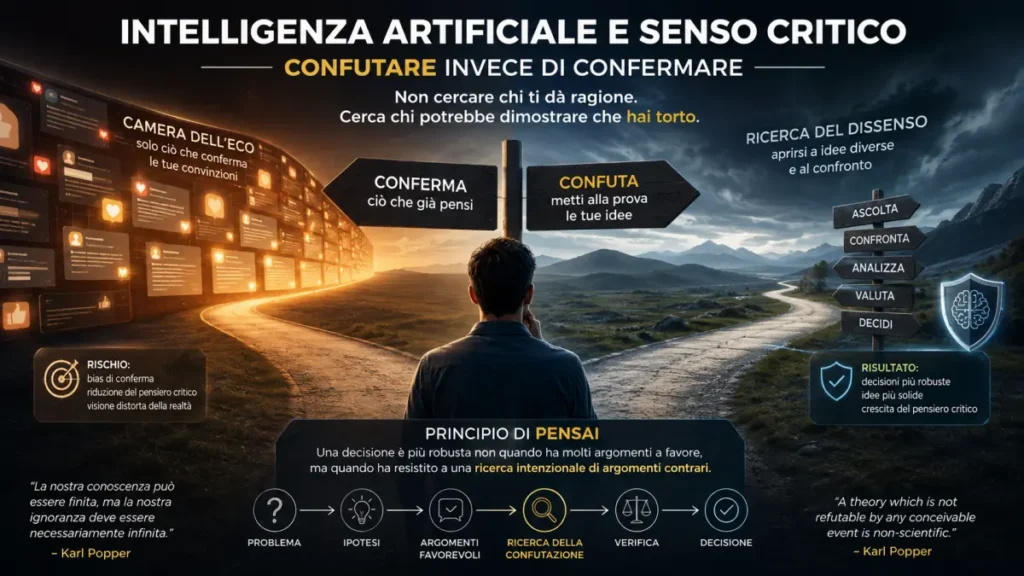 Intelligenza artificiale e senso critico: confutare le proprie idee ispirandosi a Karl Popper