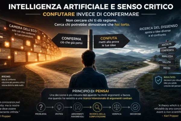 Intelligenza artificiale e senso critico: confutare le proprie idee ispirandosi a Karl Popper