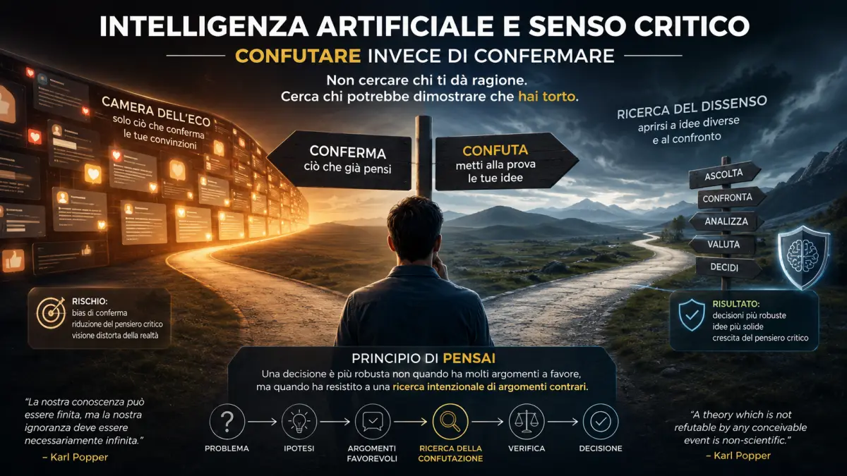 Intelligenza artificiale e senso critico: confutare le proprie idee ispirandosi a Karl Popper