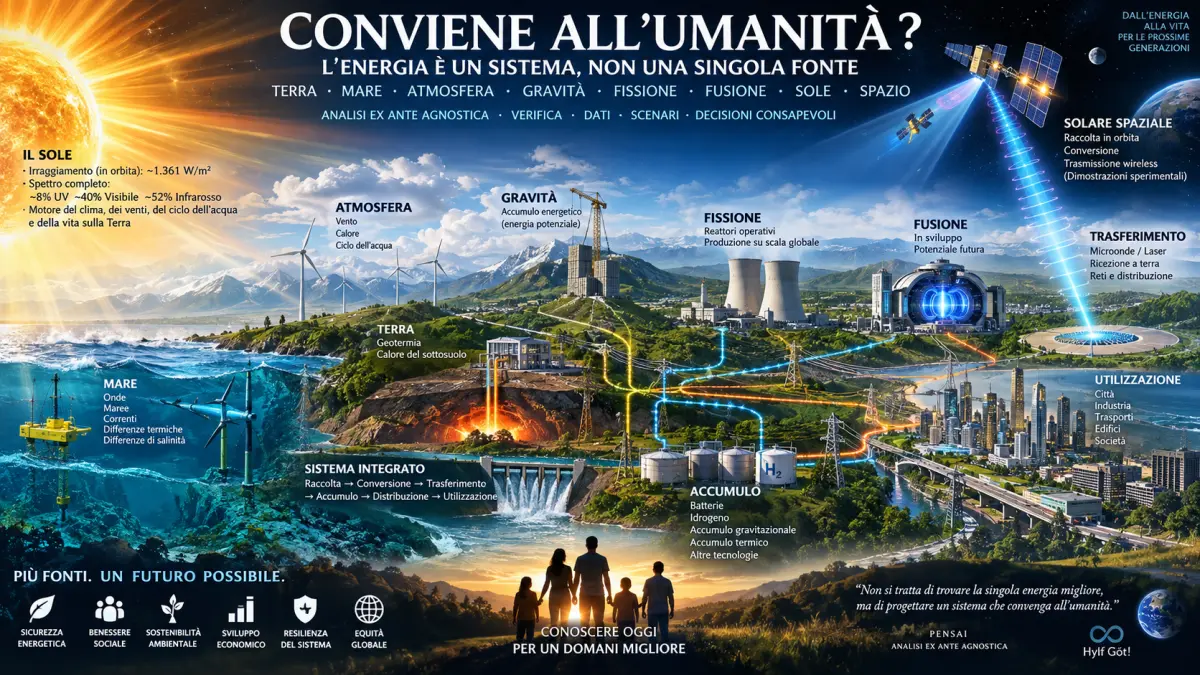 Conviene all’umanità? Sistema energetico complesso tra Sole, Terra e spazio