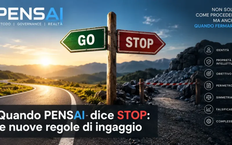 PENSAI: nuove regole di ingaggio tra GO e STOP, con criteri di identità, proprietà intellettuale, obiettivo, perimetro, simmetria e falsificabilità