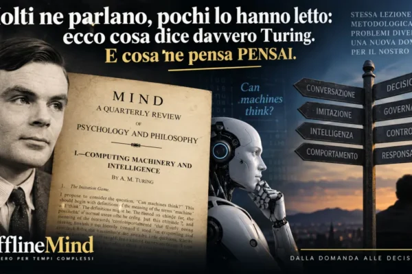 Alan Turing, Test di Turing e PENSAI: dall’intelligenza delle macchine alla governabilità delle decisioni.