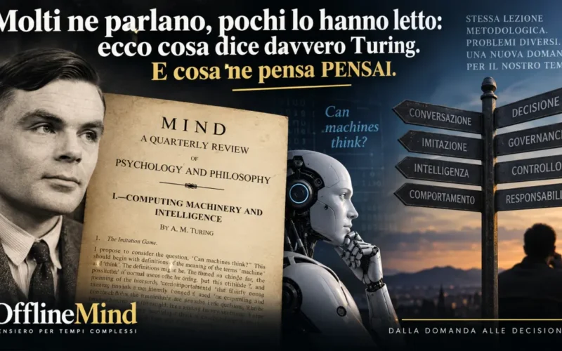 Alan Turing, Test di Turing e PENSAI: dall’intelligenza delle macchine alla governabilità delle decisioni.