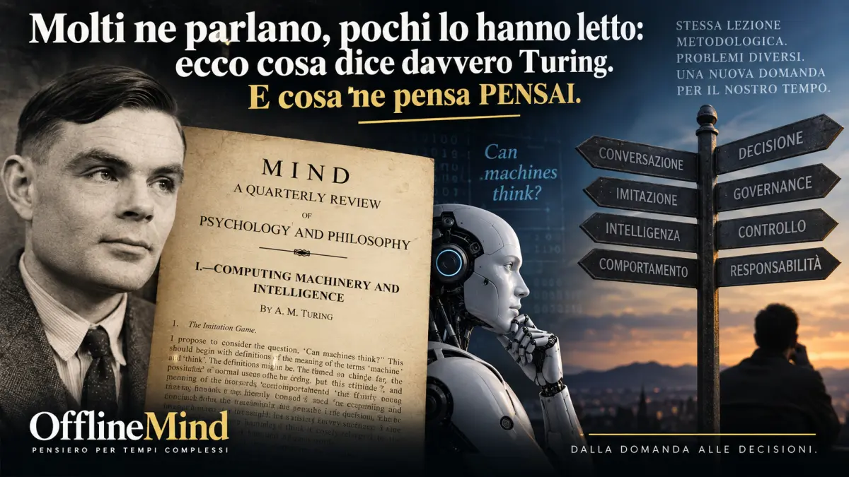 Alan Turing, Test di Turing e PENSAI: dall’intelligenza delle macchine alla governabilità delle decisioni.