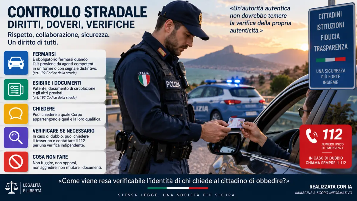Controllo stradale con agente di polizia e automobilista durante la verifica dei documenti