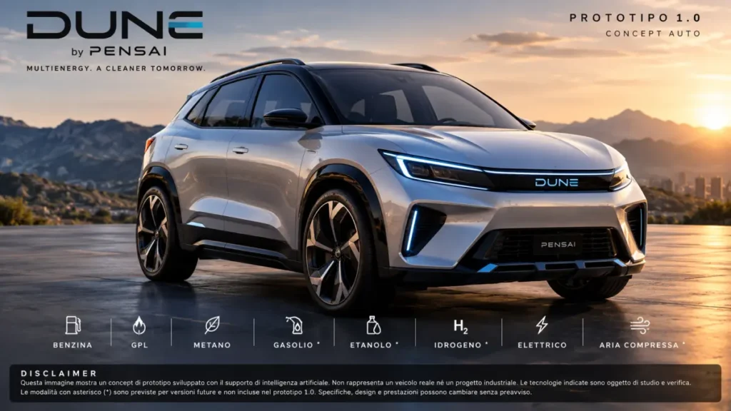 Concept DUNE con turbina multifuel, batteria e motore elettrico