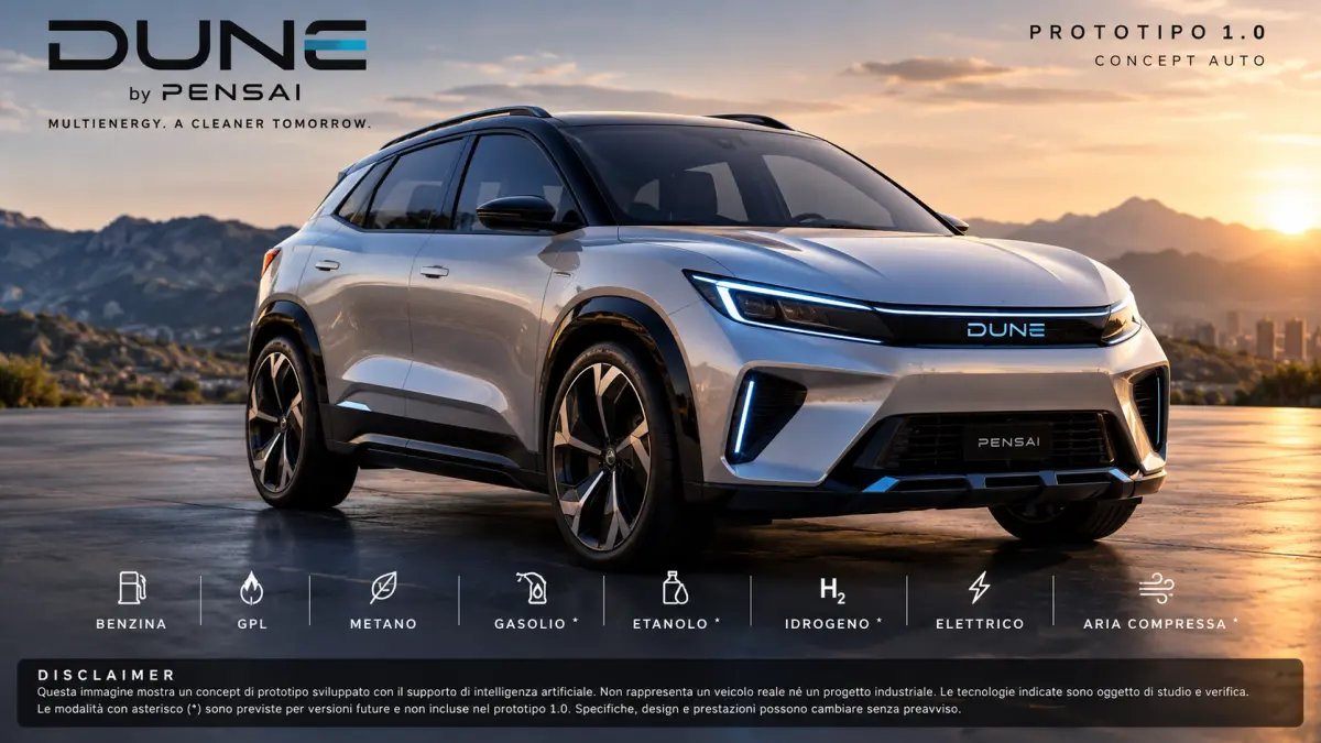 Concept DUNE con turbina multifuel, batteria e motore elettrico