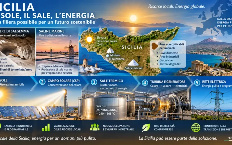 Sicilia, sale e impianto solare termodinamico con accumulo termico