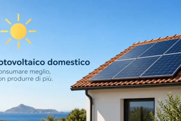 Casa con pannelli fotovoltaici sul tetto, simbolo del consumo diretto dell'energia solare domestica.