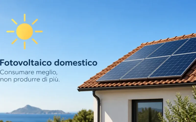 Casa con pannelli fotovoltaici sul tetto, simbolo del consumo diretto dell'energia solare domestica.