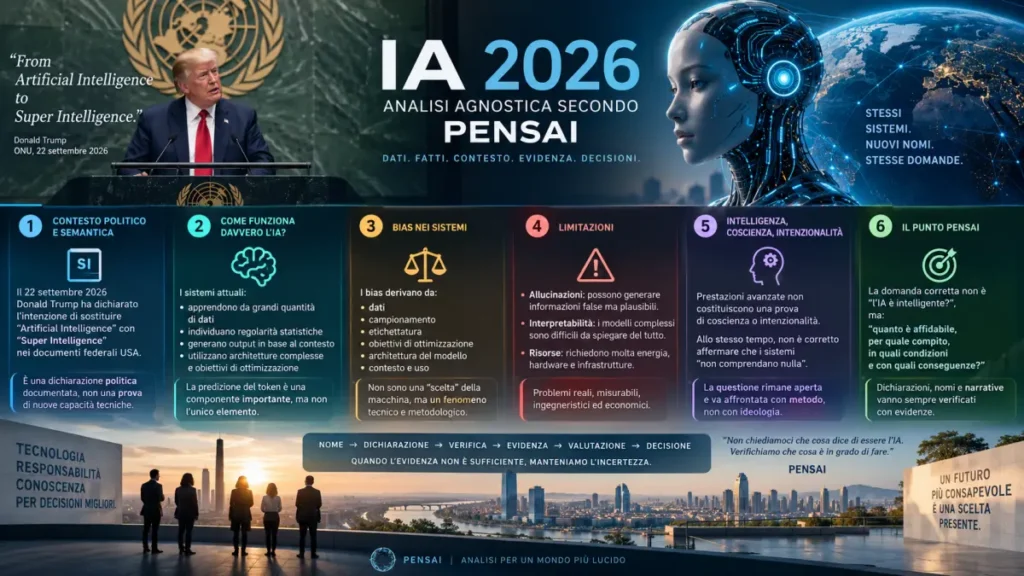 IA 2026: analisi agnostica secondo PENSAI, tra intelligenza artificiale, limiti e verifica delle evidenze
