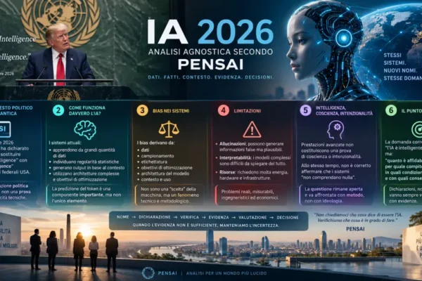 IA 2026: analisi agnostica secondo PENSAI, tra intelligenza artificiale, limiti e verifica delle evidenze