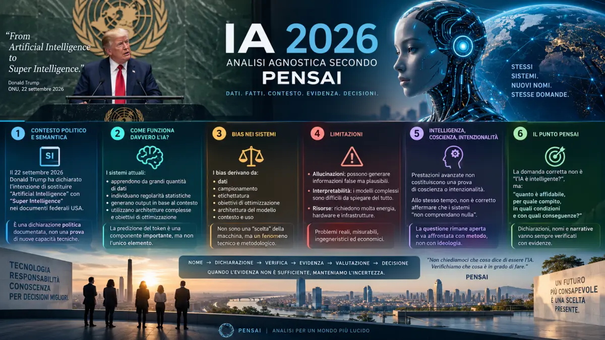 IA 2026: analisi agnostica secondo PENSAI, tra intelligenza artificiale, limiti e verifica delle evidenze