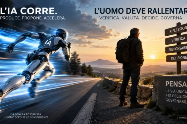 L’intelligenza artificiale corre mentre l’uomo rallenta per verificare, decidere e governare