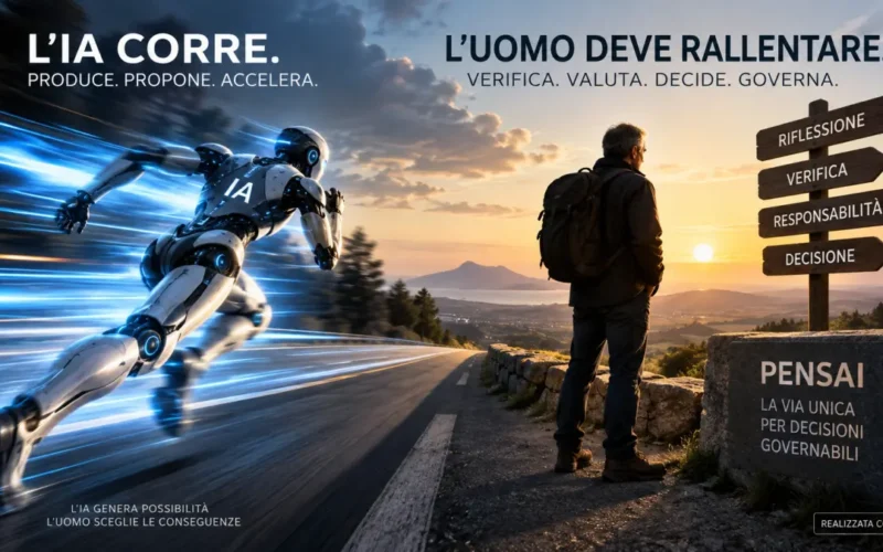 L’intelligenza artificiale corre mentre l’uomo rallenta per verificare, decidere e governare