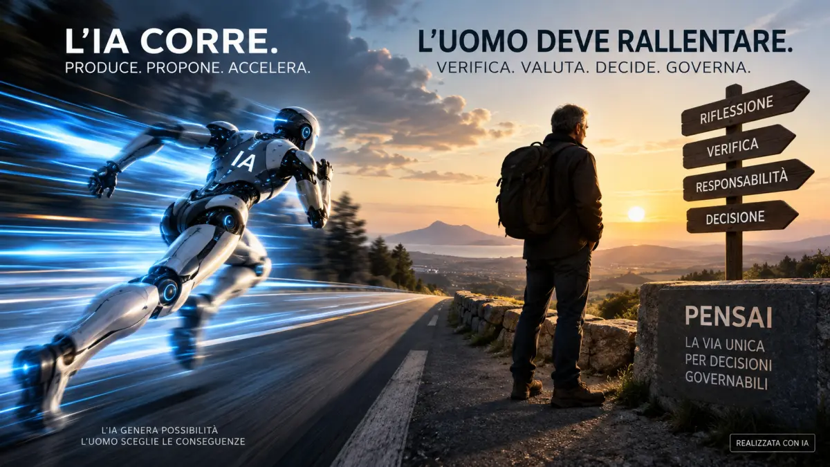 L’intelligenza artificiale corre mentre l’uomo rallenta per verificare, decidere e governare
