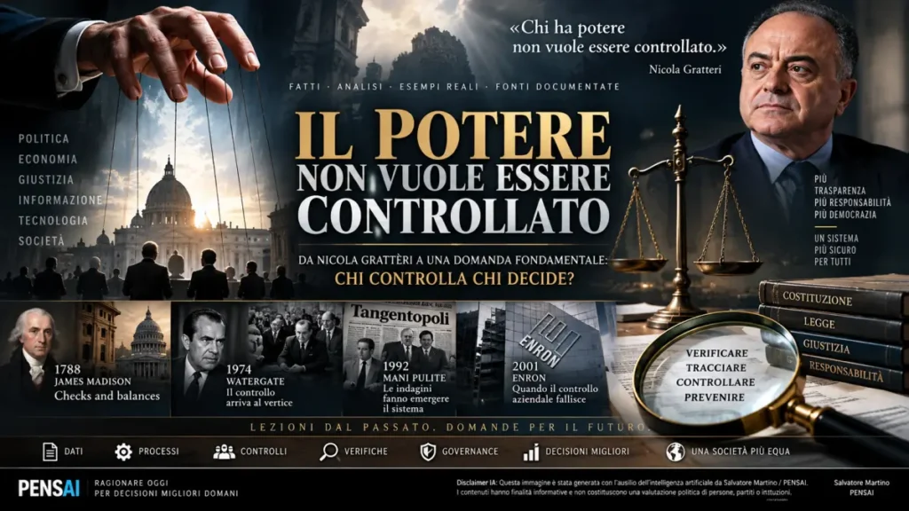 Il potere e il controllo rappresentati attraverso Gratteri e i casi Watergate, Mani Pulite ed Enron