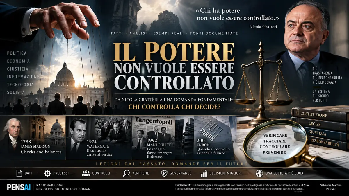 Il potere e il controllo rappresentati attraverso Gratteri e i casi Watergate, Mani Pulite ed Enron