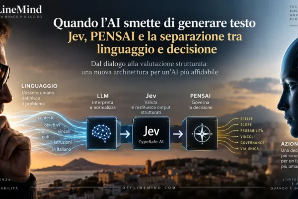Jev e PENSAI: separazione tra linguaggio, valutazione e decisione nell'intelligenza artificiale