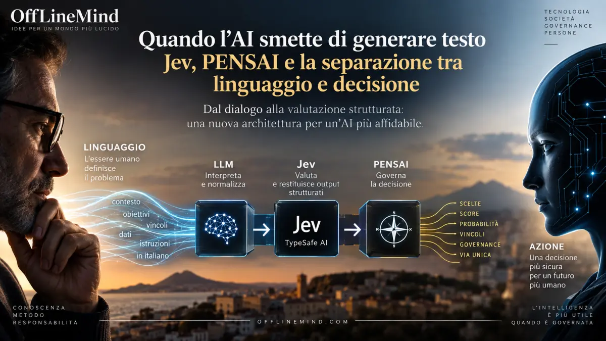 Jev e PENSAI: separazione tra linguaggio, valutazione e decisione nell'intelligenza artificiale