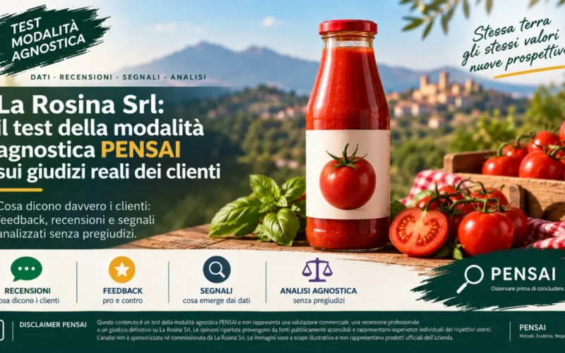 La Rosina Srl: test della modalità agnostica PENSAI sui giudizi dei clienti
