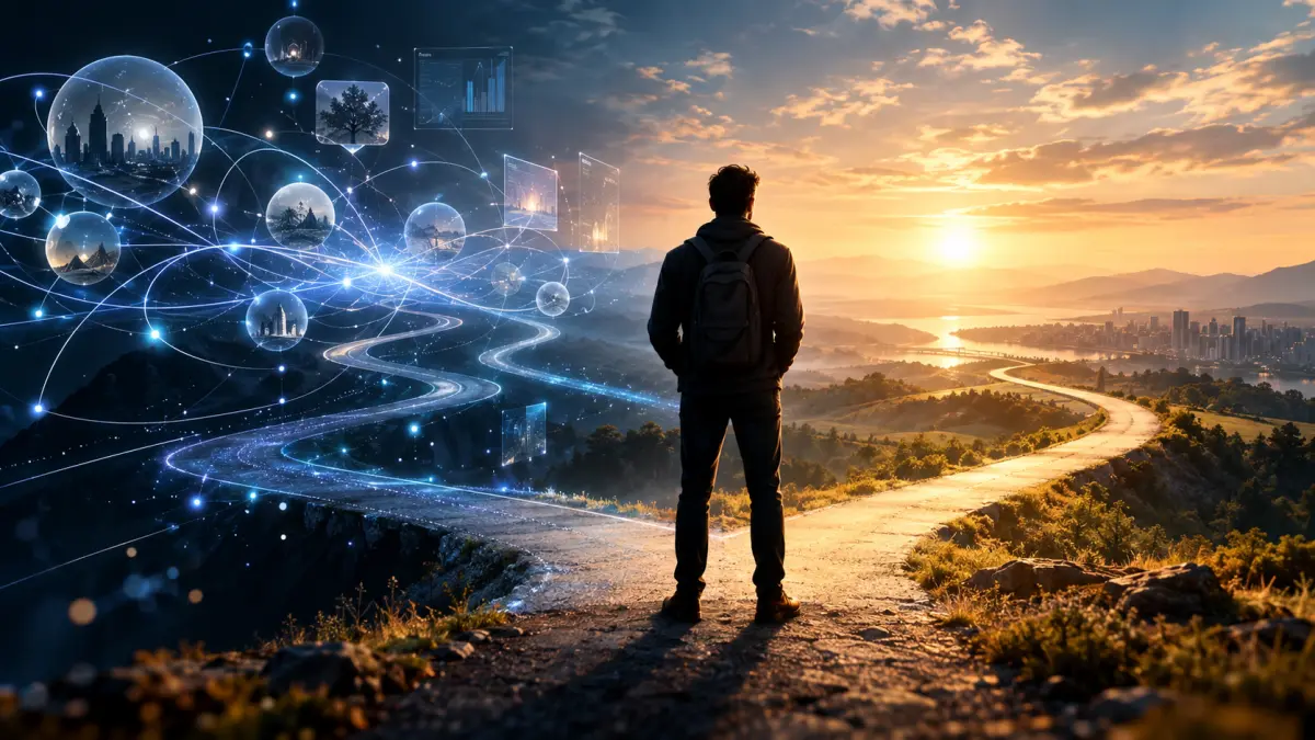 Attimo della decisione tra possibilità, intelligenza artificiale e realtà