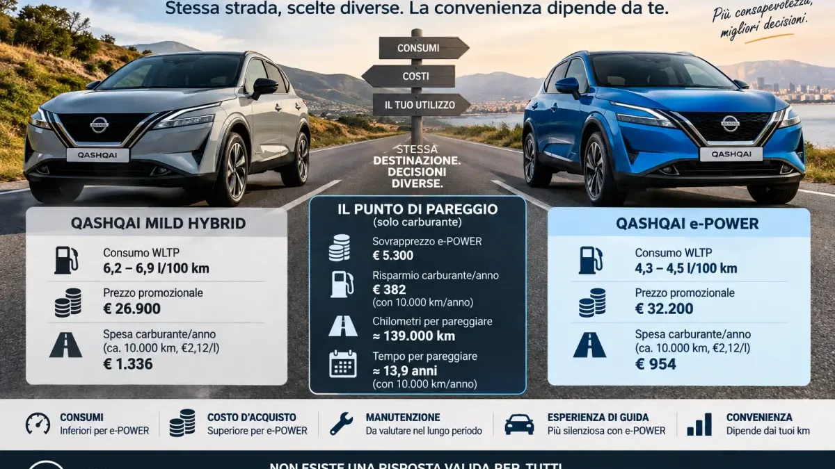 Confronto tra Nissan Qashqai e-POWER e Mild Hybrid