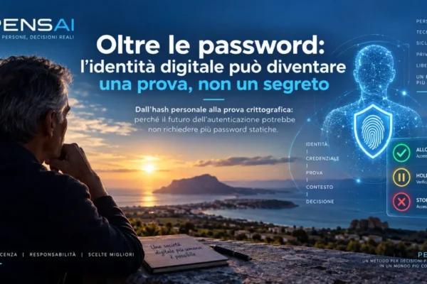 Identità digitale senza password basata su prova crittografica e governance PENSAI