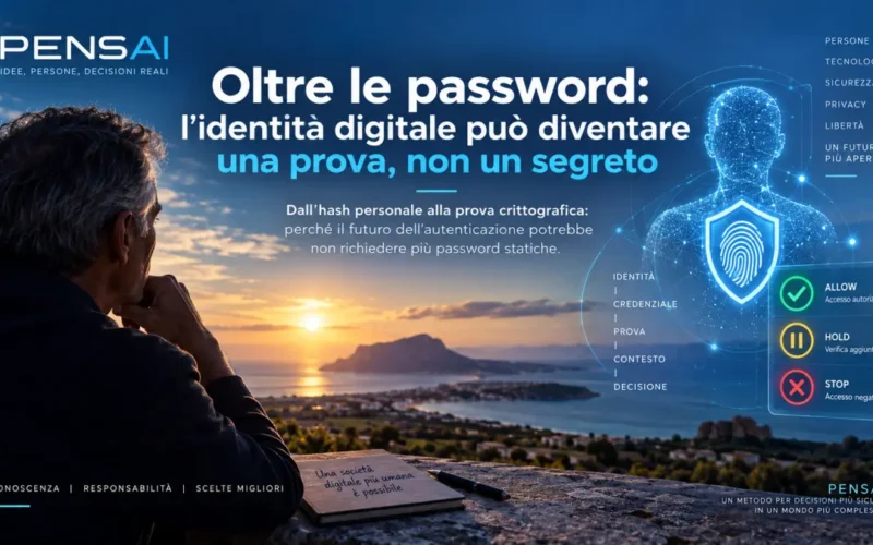 Identità digitale senza password basata su prova crittografica e governance PENSAI