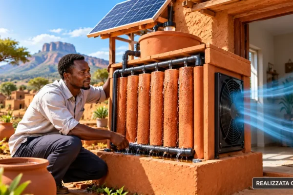 Sistema di raffrescamento evaporativo in terracotta alimentato dal Sole in Camerun