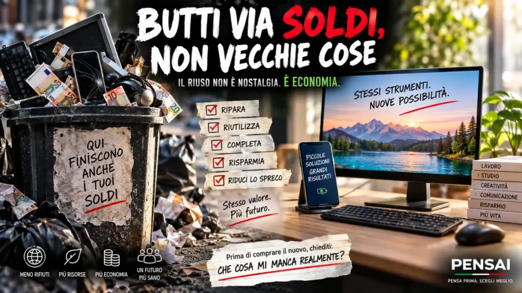 Riuso tecnologico e risparmio con smartphone, monitor e computer recuperati
