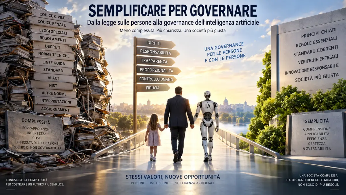 Semplificare per governare: persona, istituzioni e intelligenza artificiale tra complessità normativa e regole essenziali