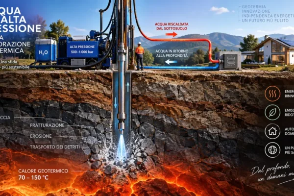 Perforazione geotermica con acqua ad alta pressione nel sottosuolo