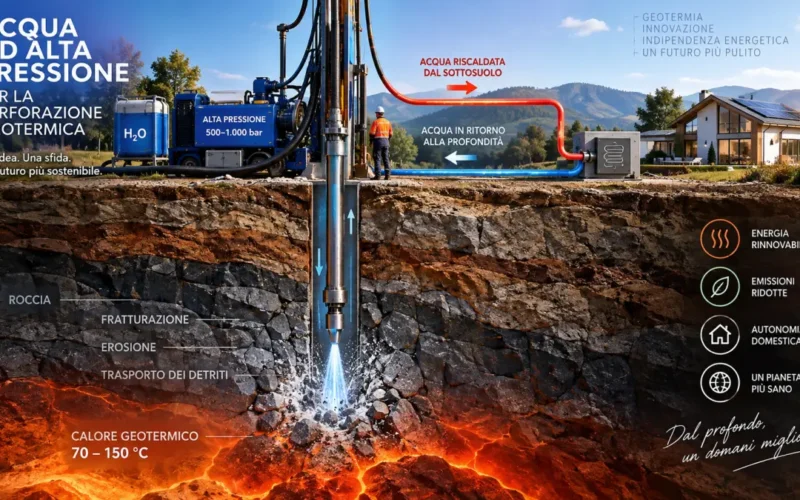 Perforazione geotermica con acqua ad alta pressione nel sottosuolo
