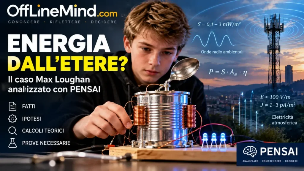 Dispositivo artigianale per la raccolta di energia ambientale, illustrato a scopo divulgativo.