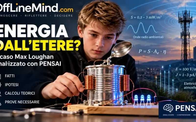 Dispositivo artigianale per la raccolta di energia ambientale, illustrato a scopo divulgativo.